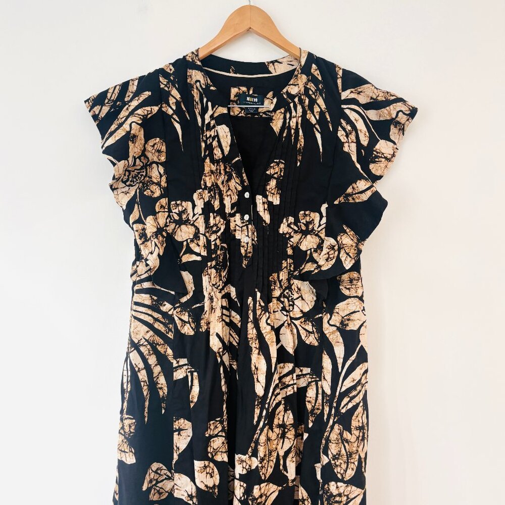 Anthropologie Black Maxi Dress with Tan Floral Motif - Picture 3 of 13